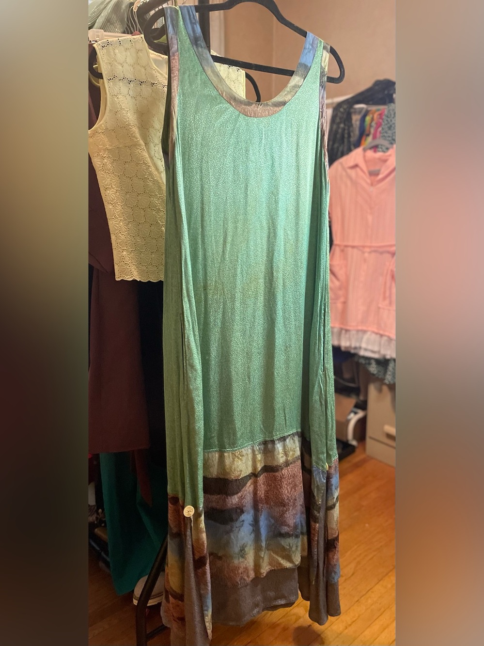 Kusnadi New York Sage Green Textured Dress